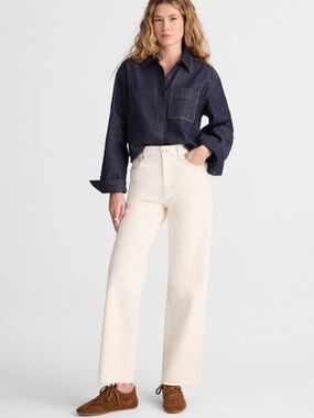 Madewell The Tall Perfect Vintage Wide-Leg Crop Jean Vintage Canvas Cream SZ 25T